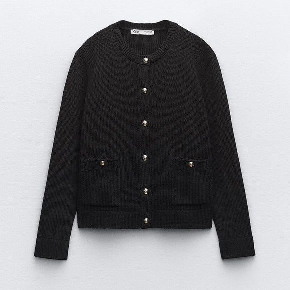 NWT Zara Knit Cardigan With Gold Button - Picture 4 of 16